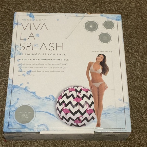 Viva La Splash Flamingo Beach Ball 27” Diameter Summer Pool New In Box - Picture 2 of 3